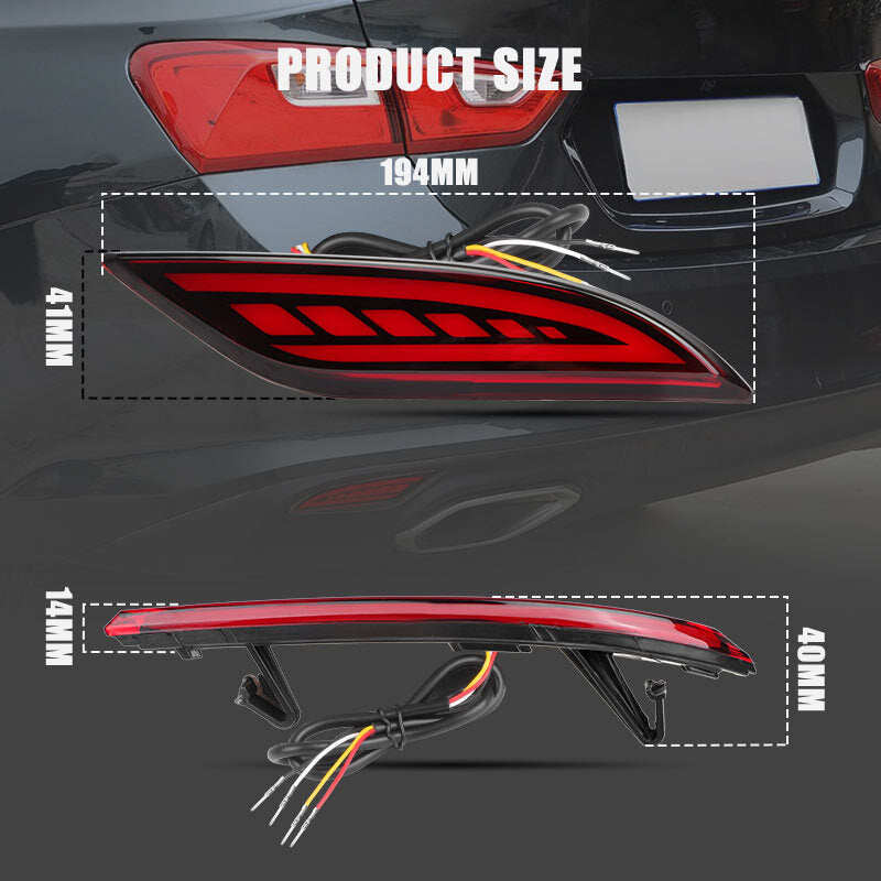 LED Rear Bumper Reflector Brake Lamp Tail Light for Chevrolet Malibu 2016-2022