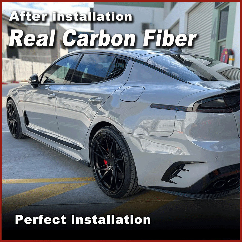 for Kia K8 Stinger GT 2018-23 Real Carbon Fiber Side Skirt Extension Lip Spoiler