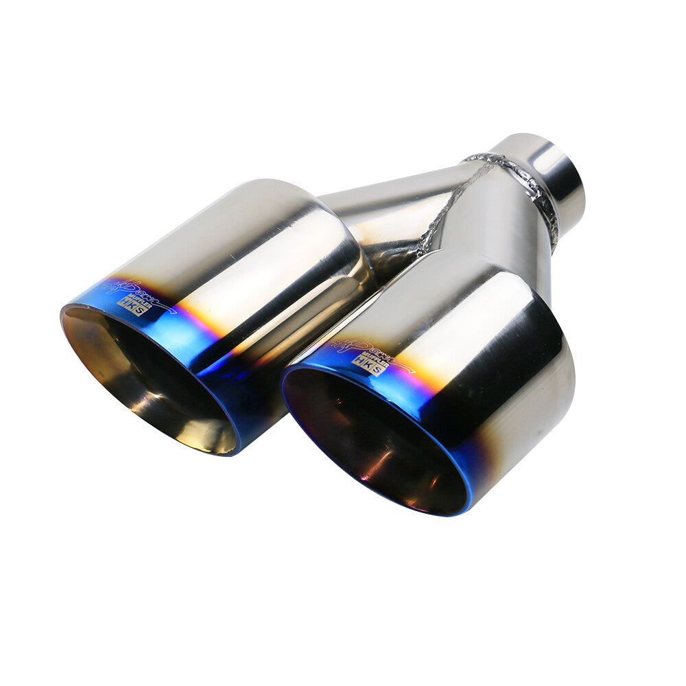 2PCS 2 ID 3.5 OD Universal Dual Exhaust Tip Stainless Steel Muffler Tip Blue