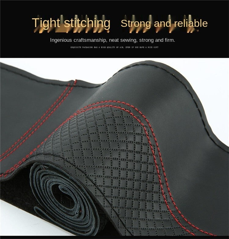 38cm 15in Car Steering Wheel Cover DIY PU Leather Wrap Needles Thread