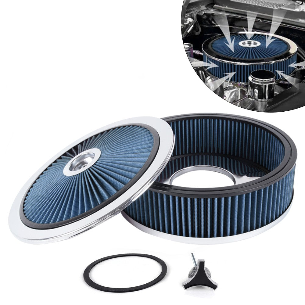 14 x 4 Inch Universal Deep Dish Performance Air Cleaner,Round Shape for SBC BBC Q