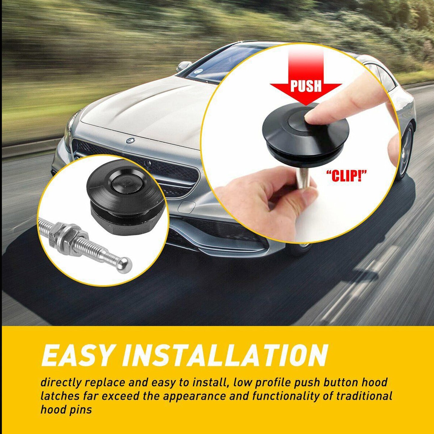 8¡ÁQuick Release Latch Lock Clip Push Button Bonnet Car Hood Pin Lock Clip Bumper