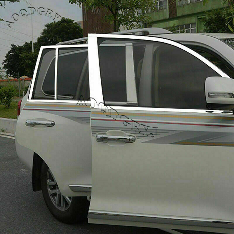 CHROME Stainless Pillar Posts for Toyota for Land Cruiser 08-21 Set Door Cover Trim