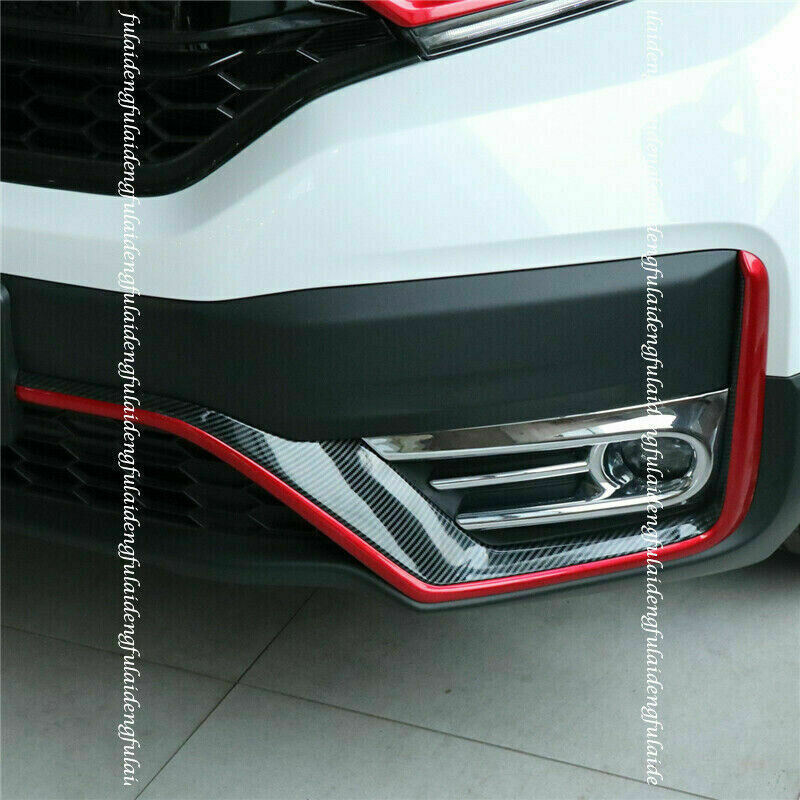 6X for Honda CR-V 2020-22 Red Carbon Fiber Front Bumper Grille Strips Guard Trim