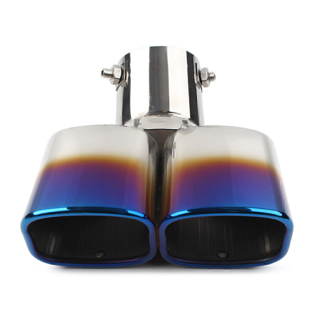 Universal Dual Car Steel Rear Exhaust Pipe Tail Muffler Tip Square Accessories