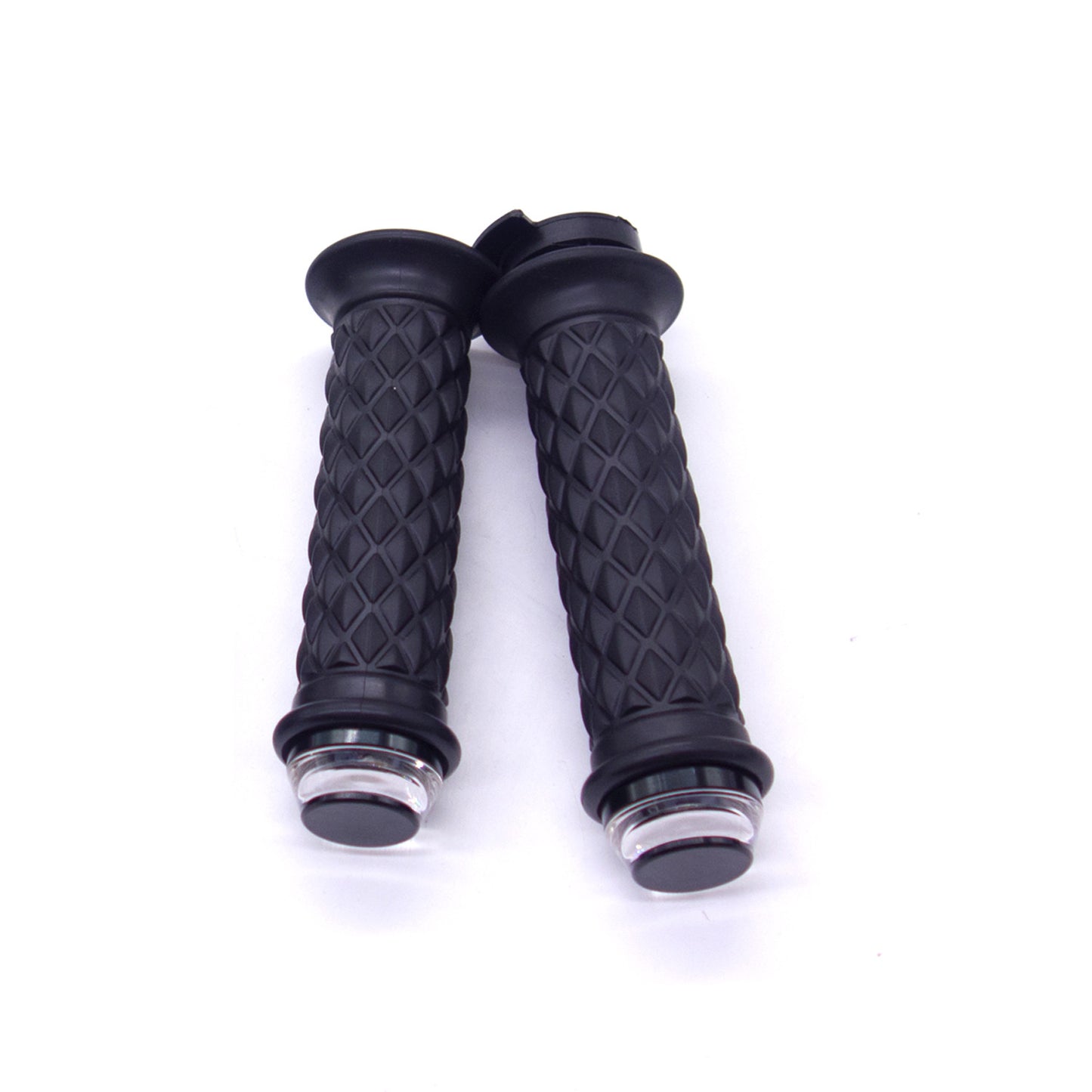 Motorcycle 7/8 22mm Black Handlebar Hand Grip With LED Plug Strobe Side Light Q