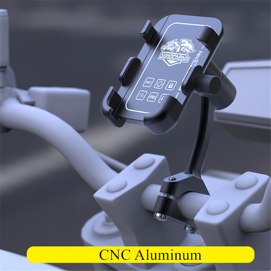 Motorcycle Phone Bracket GPS Navigation Handlebar Holder CNC Aluminum Kit Trim Q