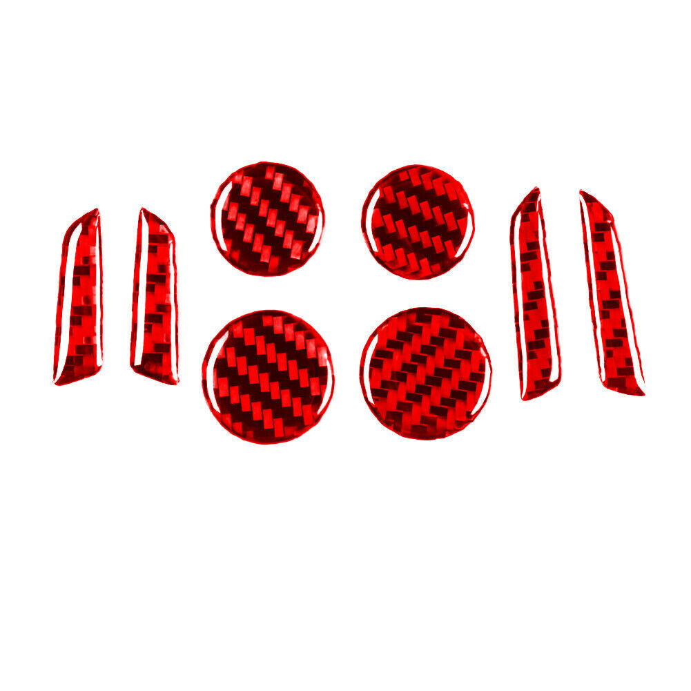 8-piece set of red carbon fiber for seat adjustment button cover trim for Model 3/Y - n