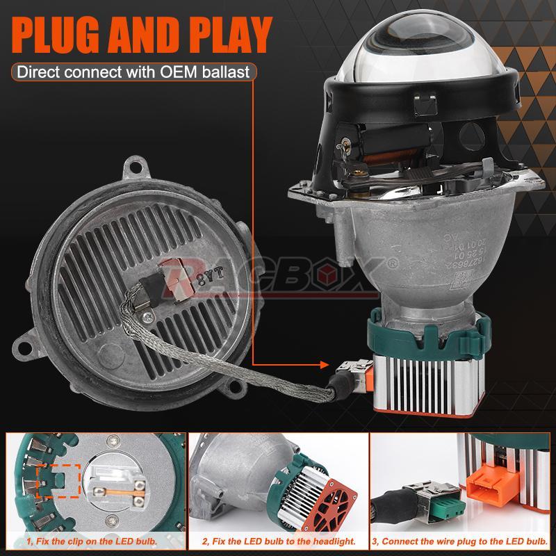 2X LED Headlight Bulbs 200W Replace D3S D3R High Low Super White Conversion Kit