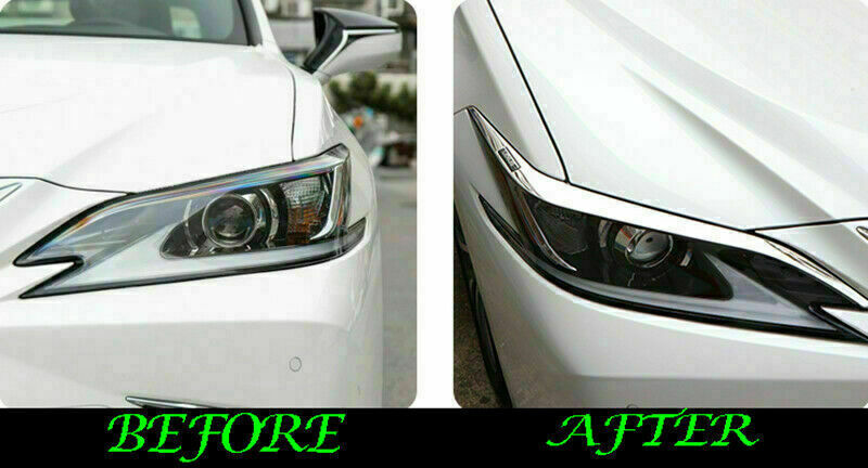 2P for Lexus ES350 300h 2019-2022 Chrome Headlight eyebrow Moulding trim strips