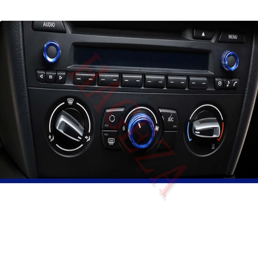 Alloy Center Console AC Knobs Audio Volume Ring Cover for BMW E84 X1 2013-15 Blu