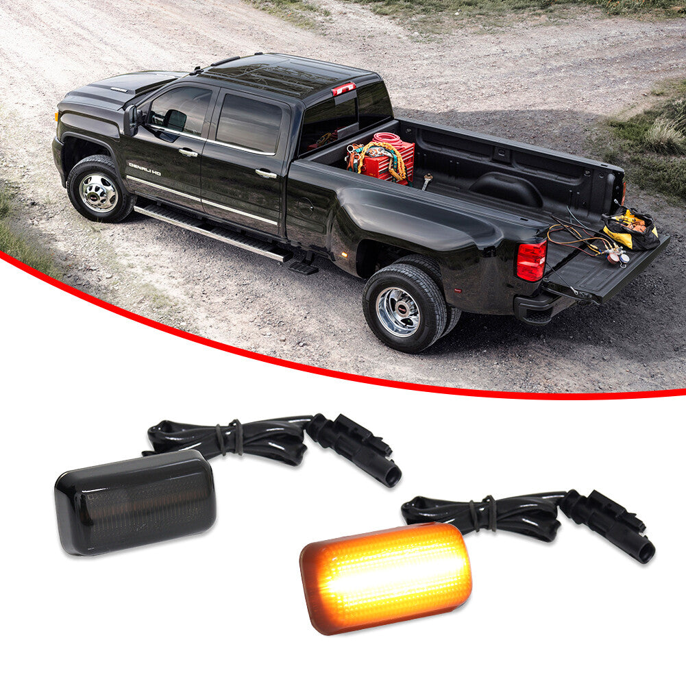 Piece Smoked Amber LED Side Marker Lighting Kit for 2015+ for GMC 2500HD 3500HD- v