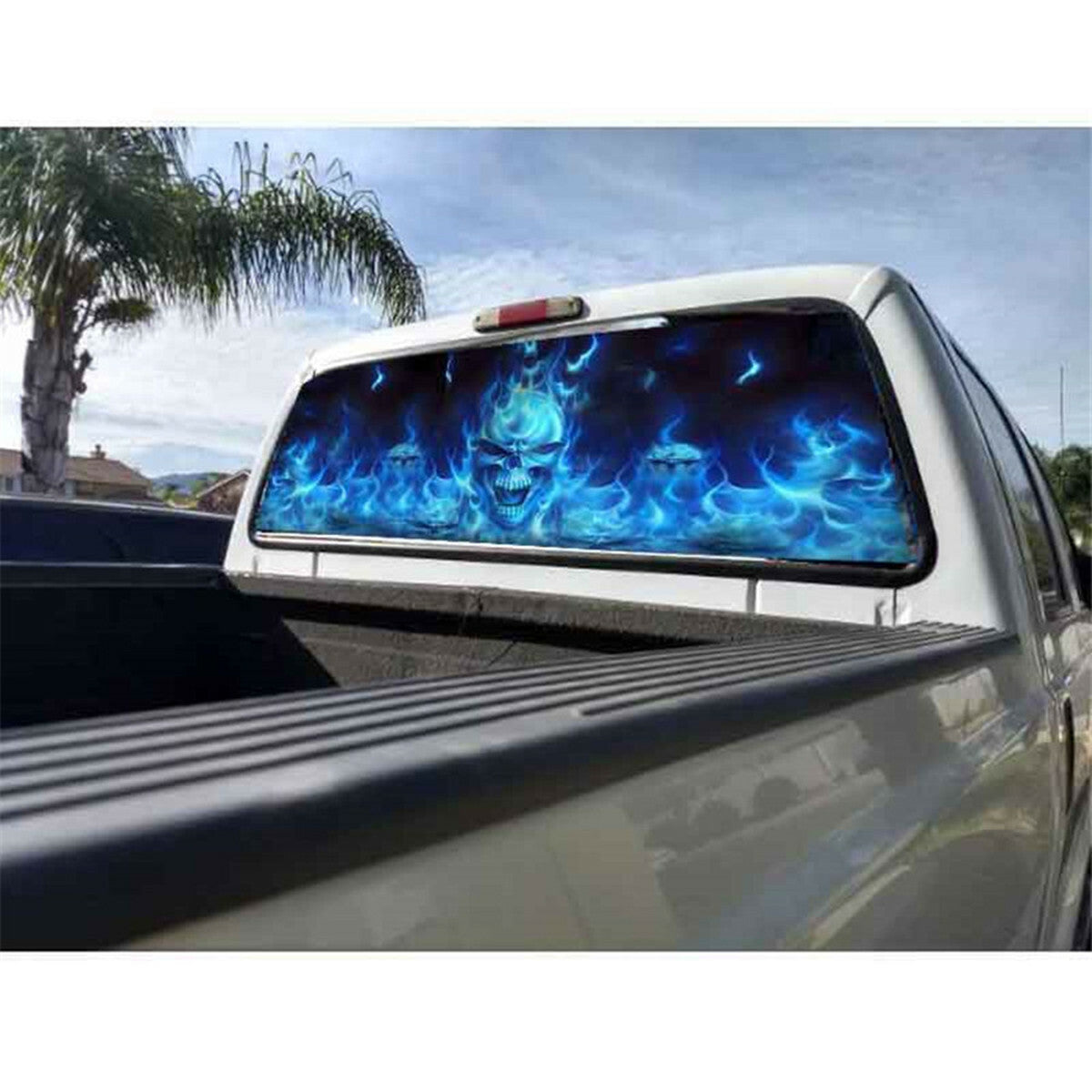 Car Rear Window Sticker Flaming Skull Tint Graphic Decal Decoration Accessories