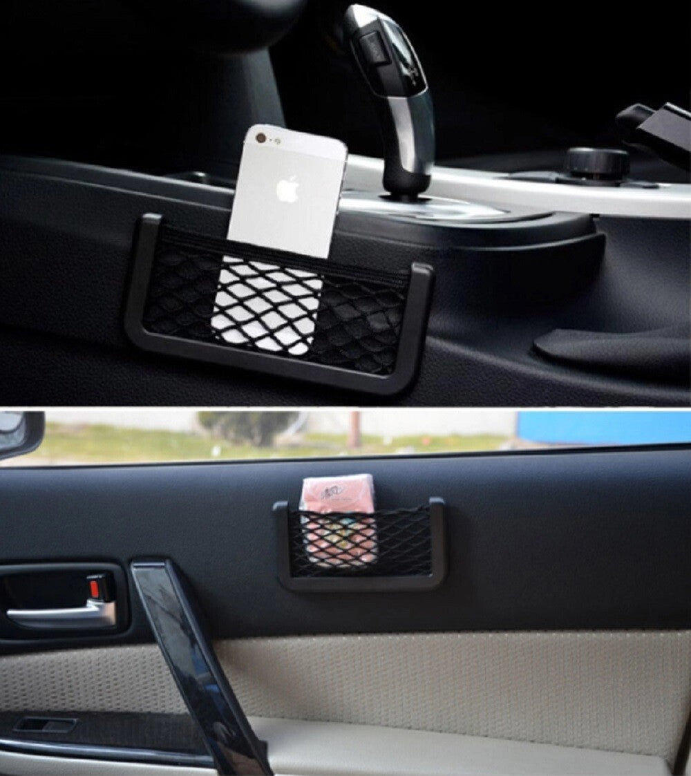 2X Universal Car Storage Net String Pouch Bag GPS Phone Holder Pocket Organizer