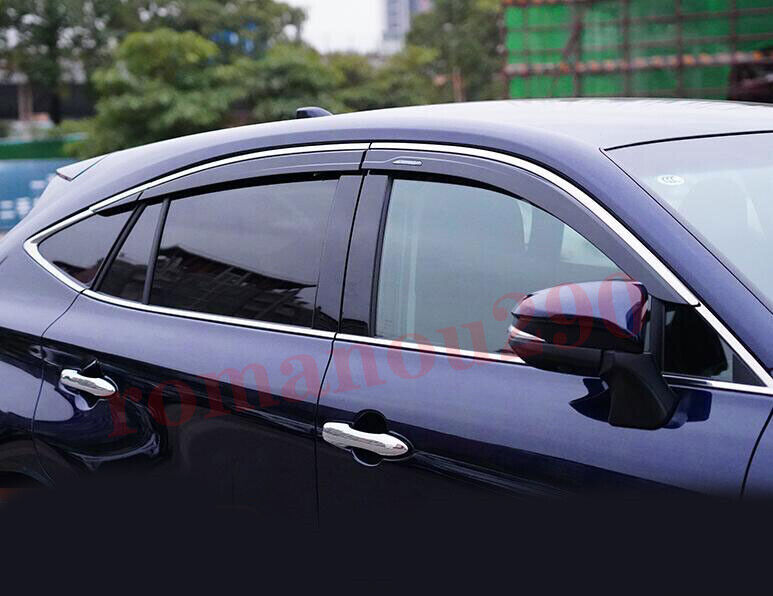 for Toyota Venza 2021-2024 Black+Chrome Window Visor Vent Shades Sun Rain Guard