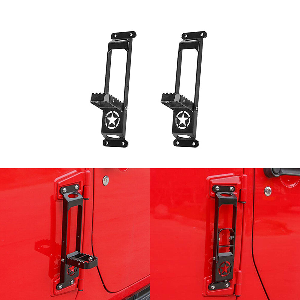 Fits for Jeep for Wrangler JL 18-20 2X Black Door Hinge Step Folding Foot Pedal Peg