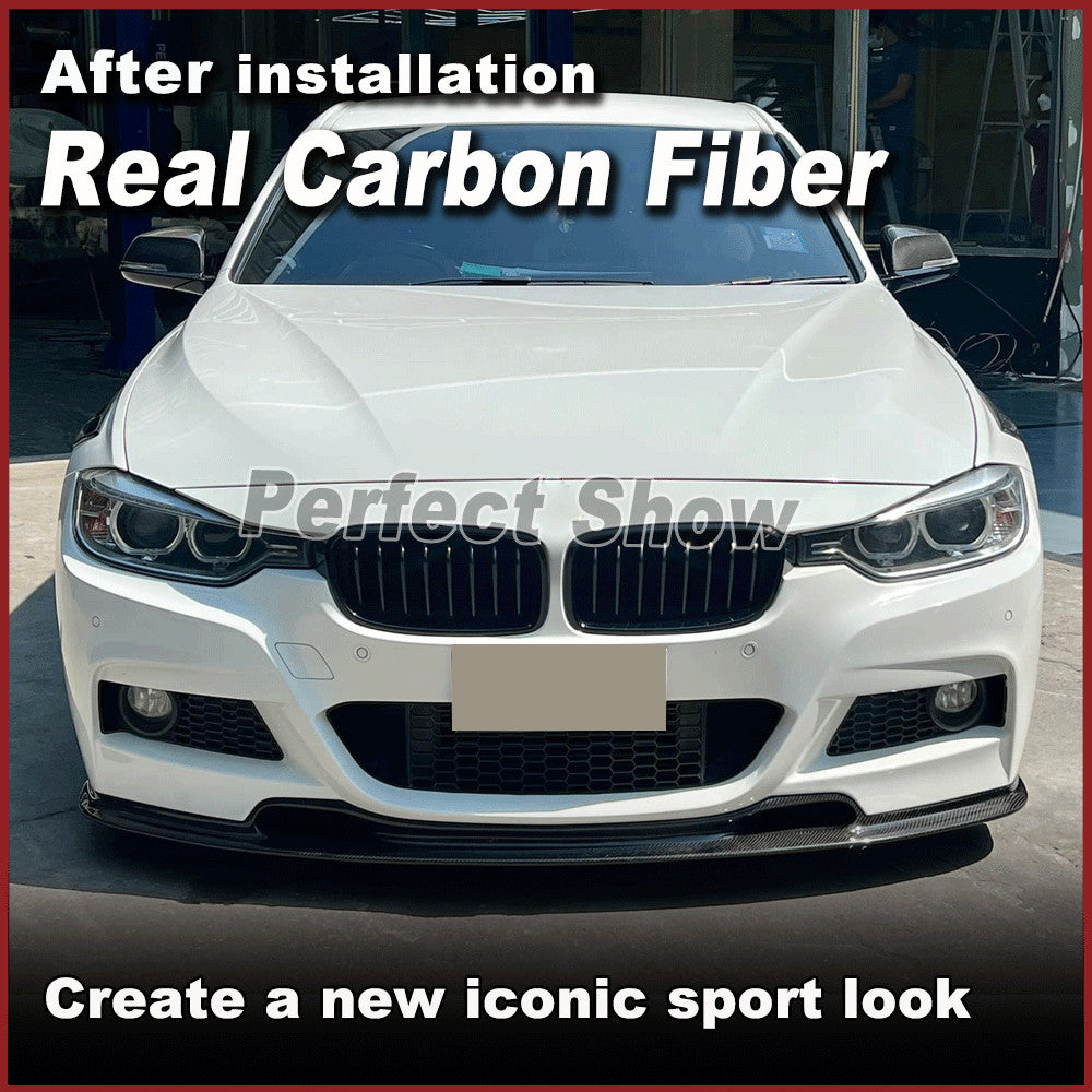 for BMW 3 Series F30 318i 320i MTech Bumper 12-18 REAL Carbon Front Lip Spoiler