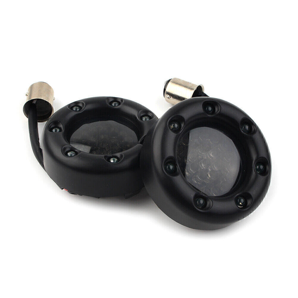 2x LED Black Fire Ring Turn Signals Lights Fit for Harley Sportster 1200 883 Q