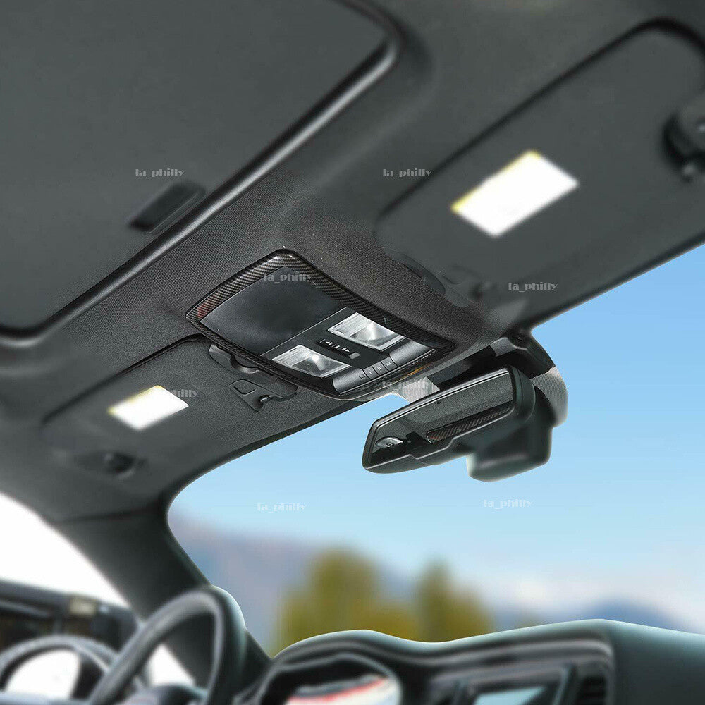 Front Reading Light Lamp Cover Trim Carbon Fiber Fit for Dodge for Challenger 10-19