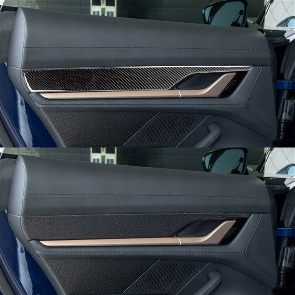 4Pcs Carbon Fiber Interior Door Panel Decorative Trim for Porsche Taycan 2019-22