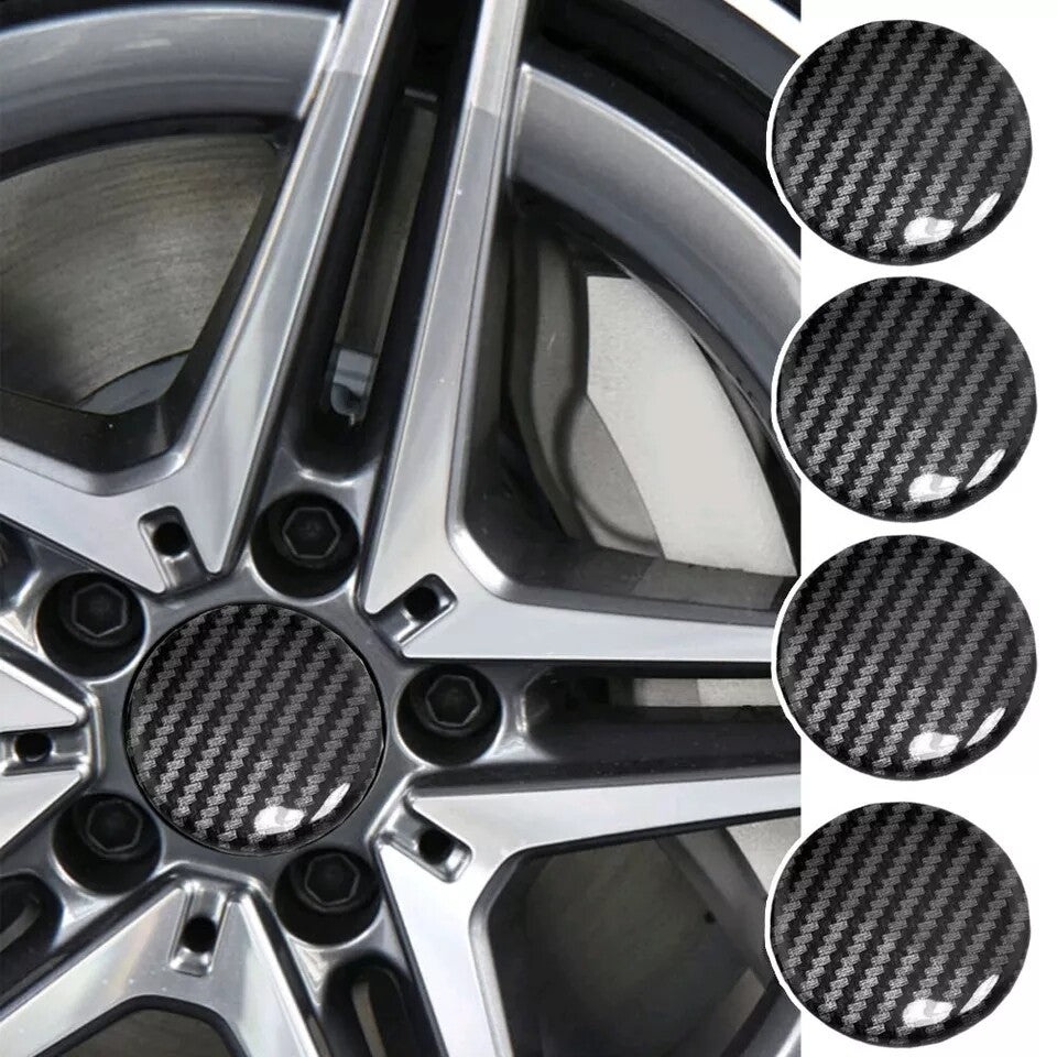 Carbon Fiber Sticker Car Exterior Accessories 65MM Wheel Center Hub Cap Decal X4
