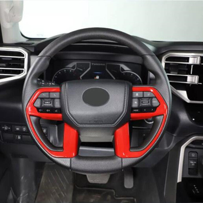 Steering wheel trim 2-piece ABS, red, suitable for Toyota Tendera 2022-2024