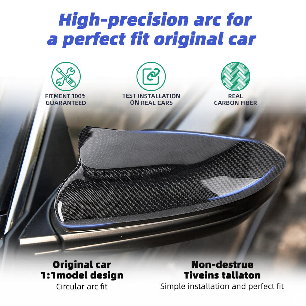 Real Carbon Fiber OX Horn Rear View Mirror Cover Cap for Honda for Civic 2016-2020