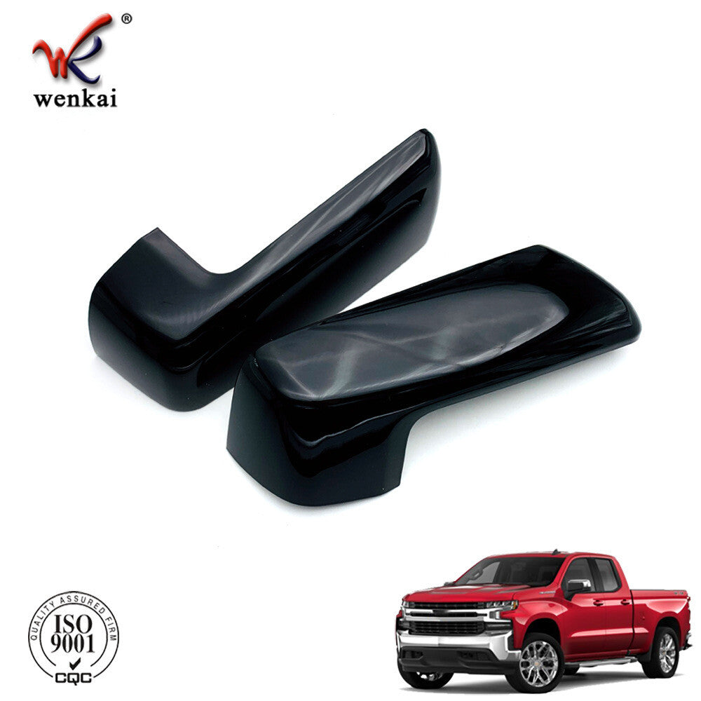 Suitable for Chevrolet Silverado 1500 2019 - 23 ABS dual side mirror caps in glossy black.