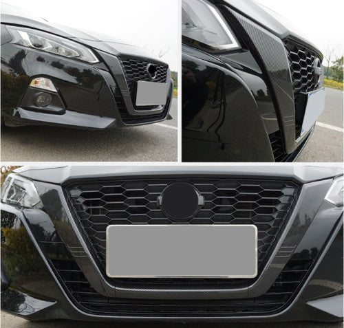3PCS For Altima 2020 2022 2021 ABS Carbon Front Grille Frame Cover Trim B n