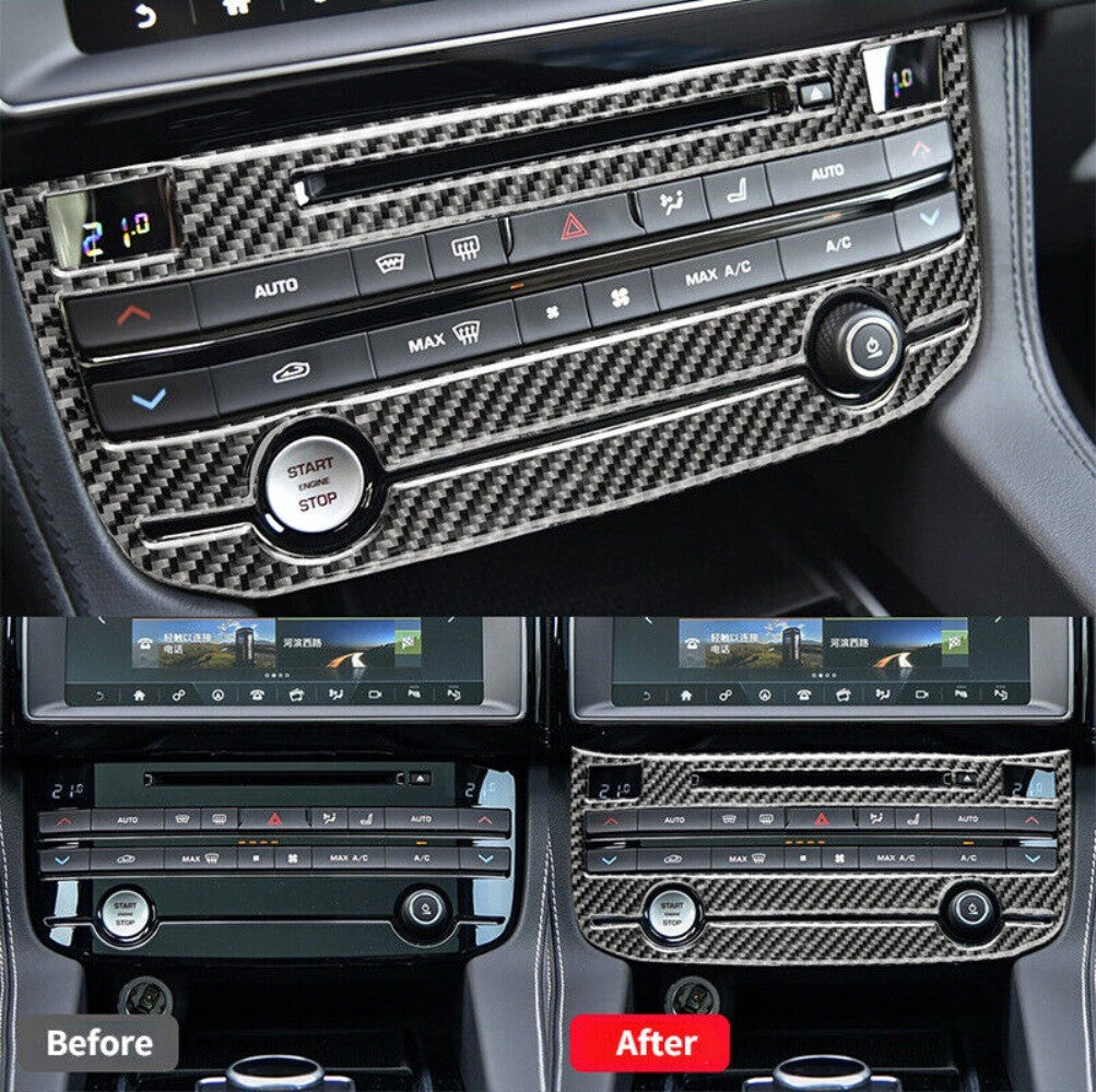 1x Carbon Fiber Center Console CD Panel Cover Trim for Jaguar F-PACE XE/XF 16-20 n