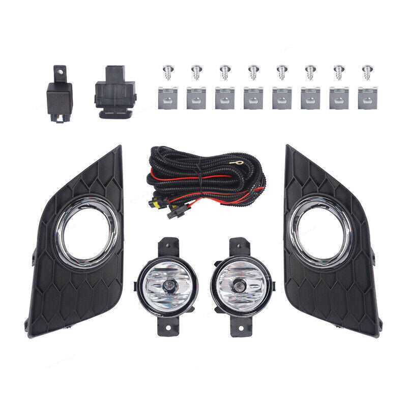Fog Lights Left and Right Lamp Chrome Bezel For Sentra 2016-2019 v