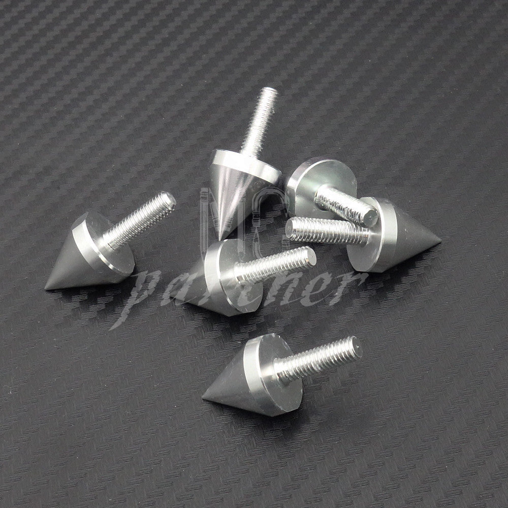 6 PCS M5 Silver Aluminum Spike Bolts For Windscreen Fairings License Plate Bolts Q