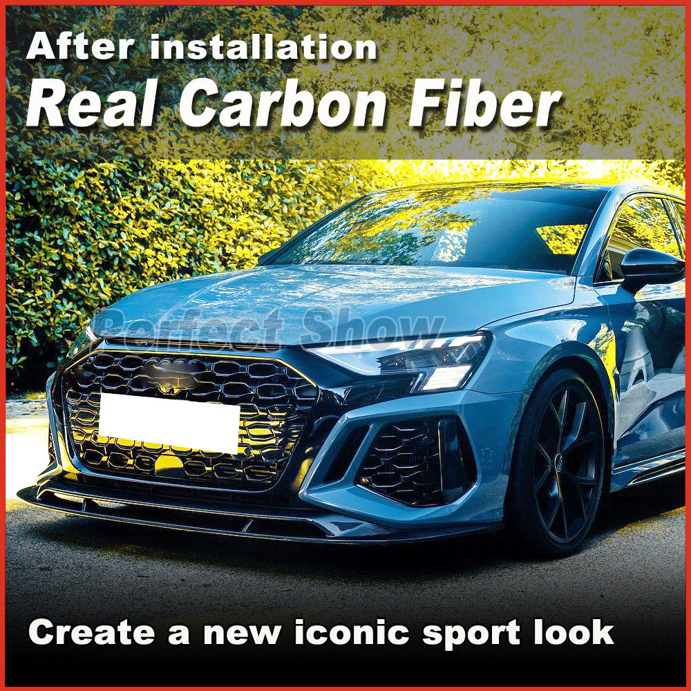 for Audi RS3 8Y Sedan 2021-2023 Dry Carbon Fiber Front Bumper Lip Chin Spoiler