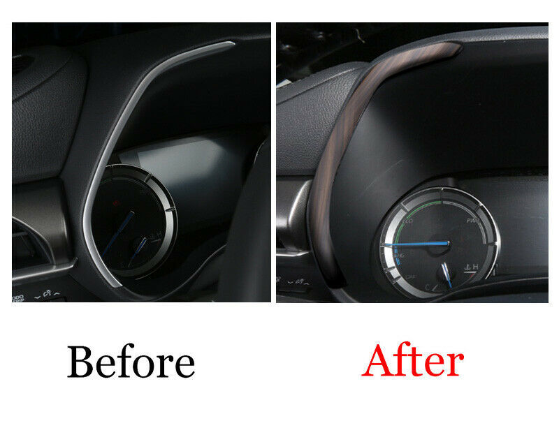 2X Wood Grain Instrument Dashboard Strips Trim for Toyota Highlander 2020-2023