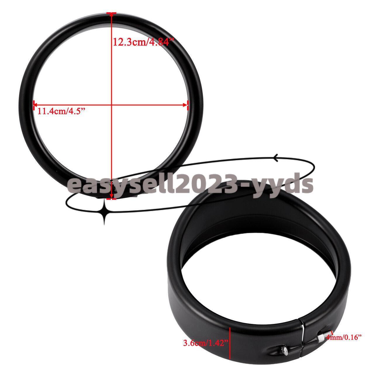 Aluminum 2pcs Black 4.5 Motorcycle Fog Light Trim Ring fit for Harley-Davidson