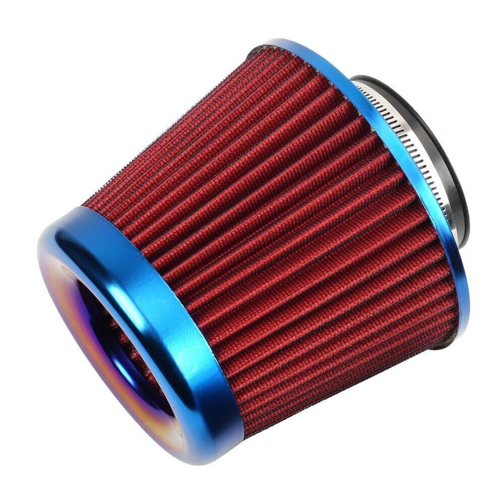 Red 3 76mm Inlet Cold Air Intake Cone Replacement Quality Dry Air Filter Q