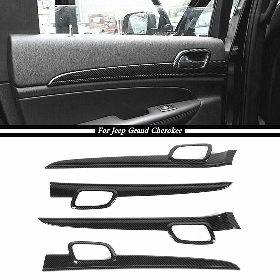 For 2011-2020 for Jeep Grand Cherokee ABS Carbon Inner Door Handle Trim Cover Strips v