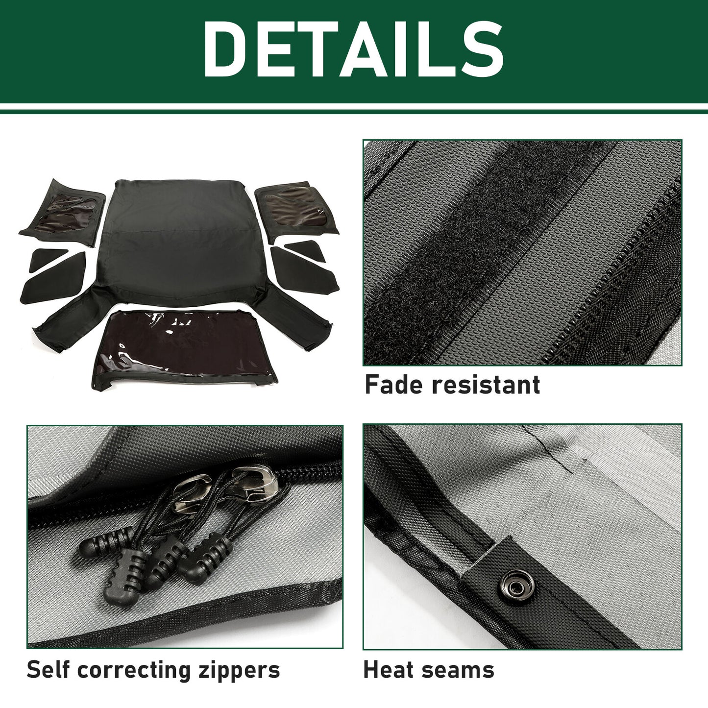 4xSoft top Replacement 97-06 w/Tinted Windows Black Vinyl for Jeep for Wrangler TJ