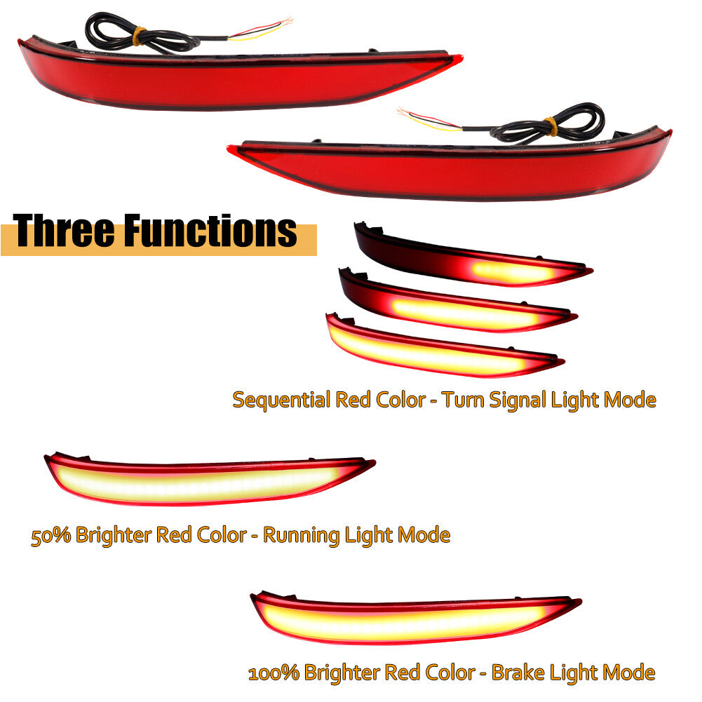 Red Lens Rear Bumper Reflector Turn Signal Lights for 2018 - 20 for Equinox - v