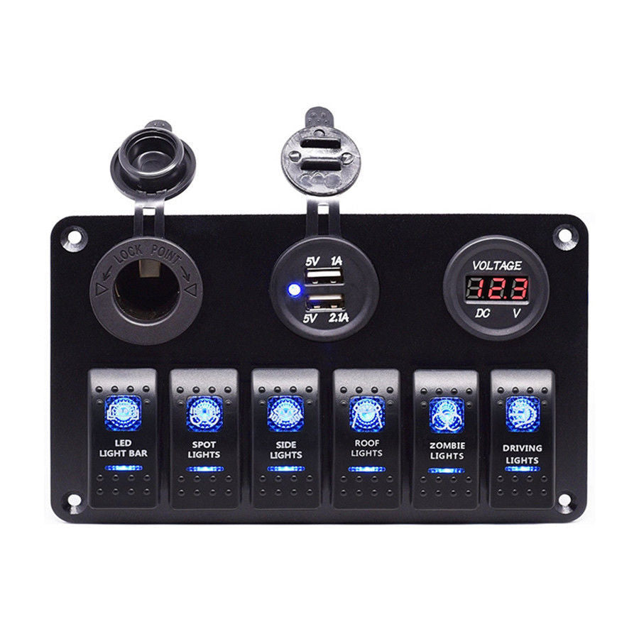 Rocker Button Digital Voltmeter Car USB Charger Cigarette Lighter Socket