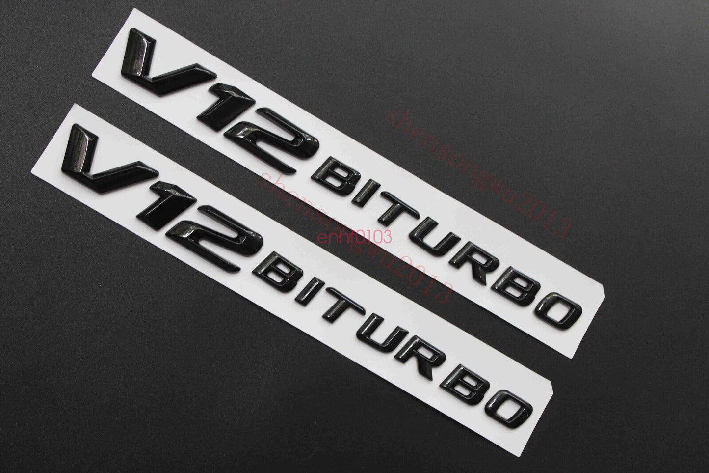 2x Black V12 BITURBO Number Letters Side Emblem Badge Sticker for AMG