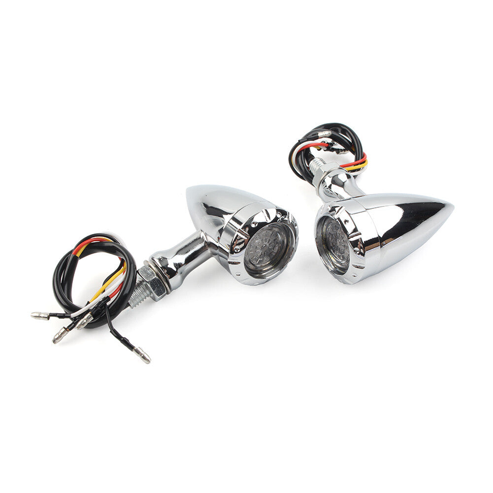 2x LED Red/Amber Brake Blinker Turn Signal Tail Light Lamp for Harley for BMW Chrome