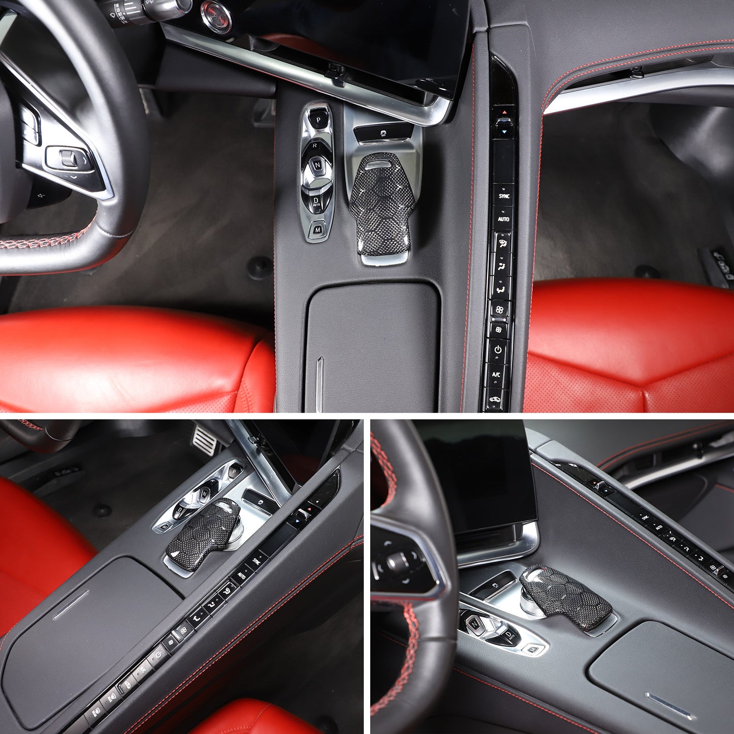 Honeycomb carbon fiber console mode selector protective case trim for Corvette C8 2020-24 n