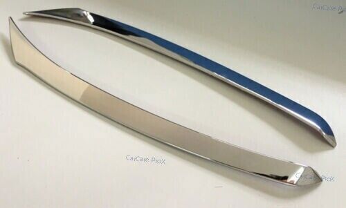2X Chrome Upper Front Head Lamp Light Eyelid Trim Cover for Nissan Rogue 14-2016