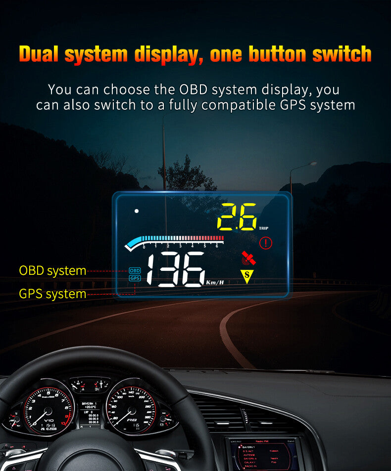 3.5in Car OBD2 II HUD Head Up Display Fuel Consumption Speed Warning System