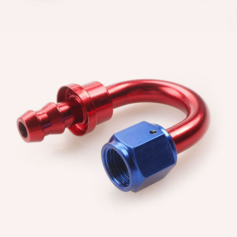 6AN AN6 180Degree Push Lock Hose End Barb Fitting/Adaptor Push-On Hose Fitting