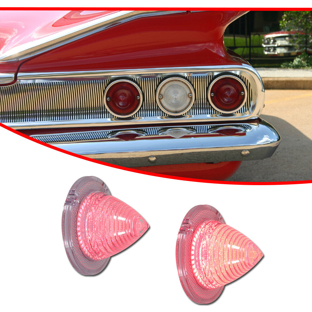 For 60 - 61 Impala for El Camino Brake Tail Light Clear Lens Guide Script Pair - v