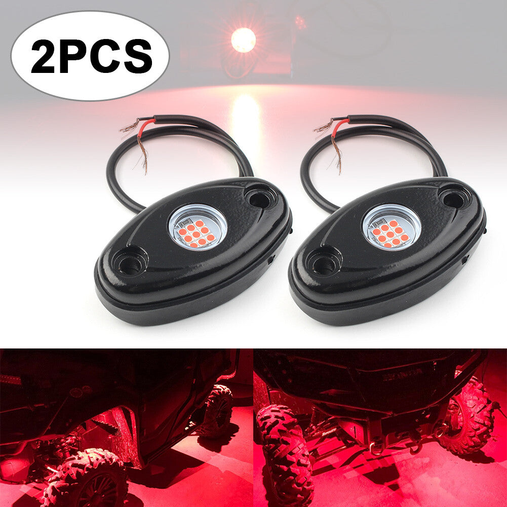 2PCS SUV Rock Light Red 9W High Power LED Pickup Under Body Trail Rig Lamp Car