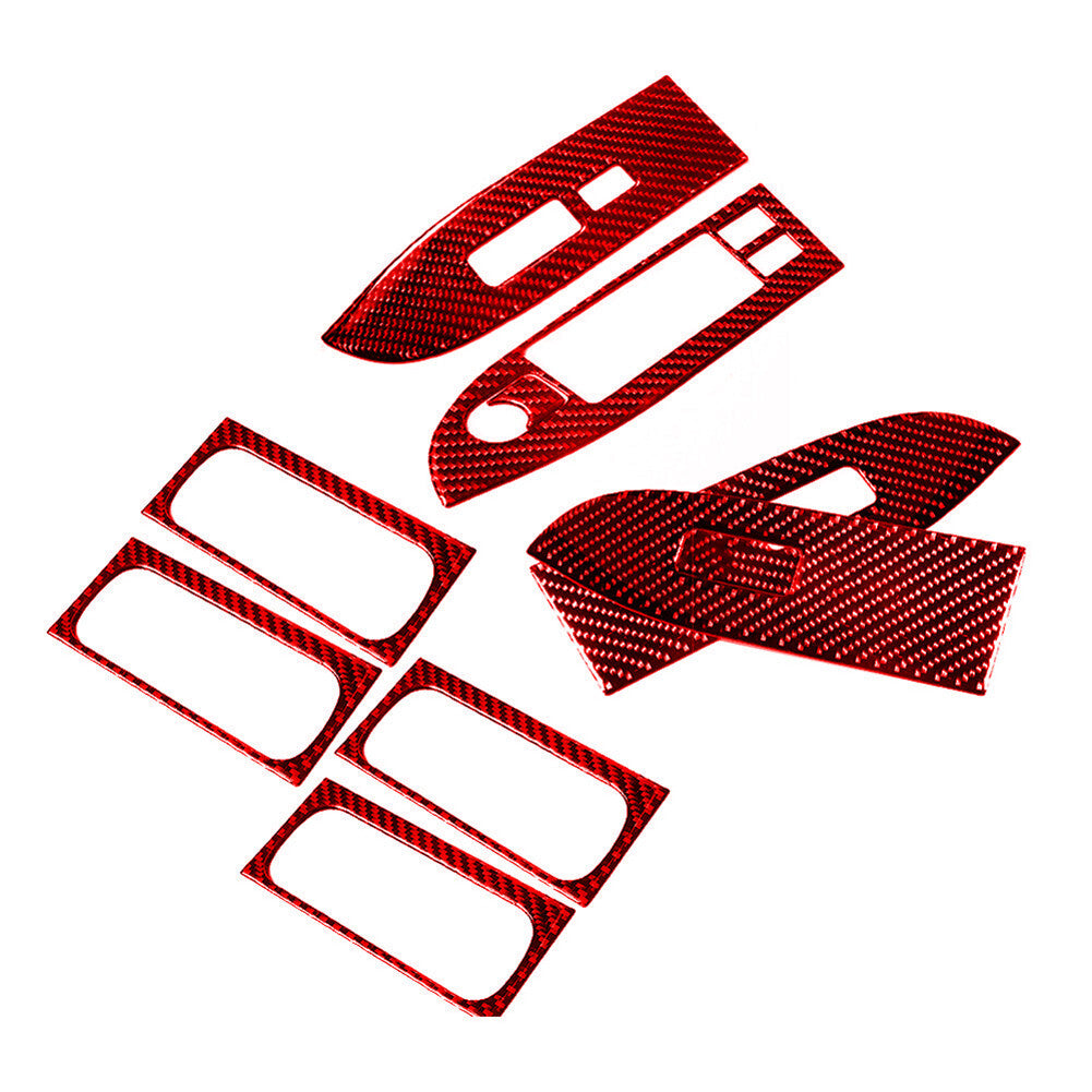 Red Carbon Fiber Central Console Surround Frame Trim for Tiguan 13-17 v