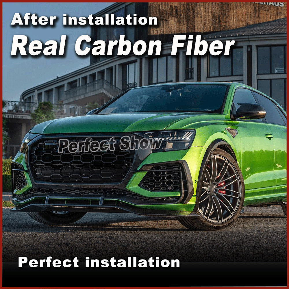 for Audi RSQ8 RS Q8 2020UP REAL CARBON Front Bumper Fins Splitter Air Vent Cover